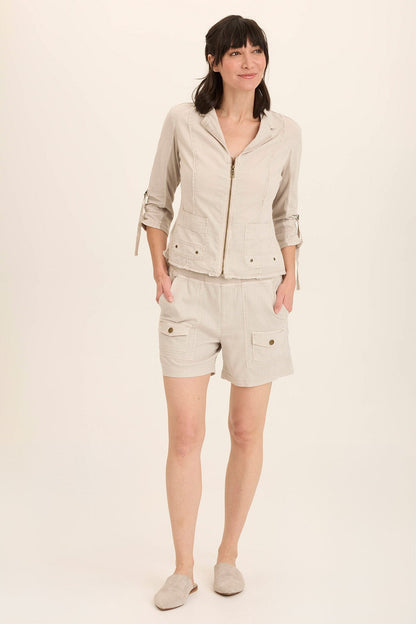 Wearables Linen Raphael Distressed Blazer Jacket Ripple Pigment - XCVI