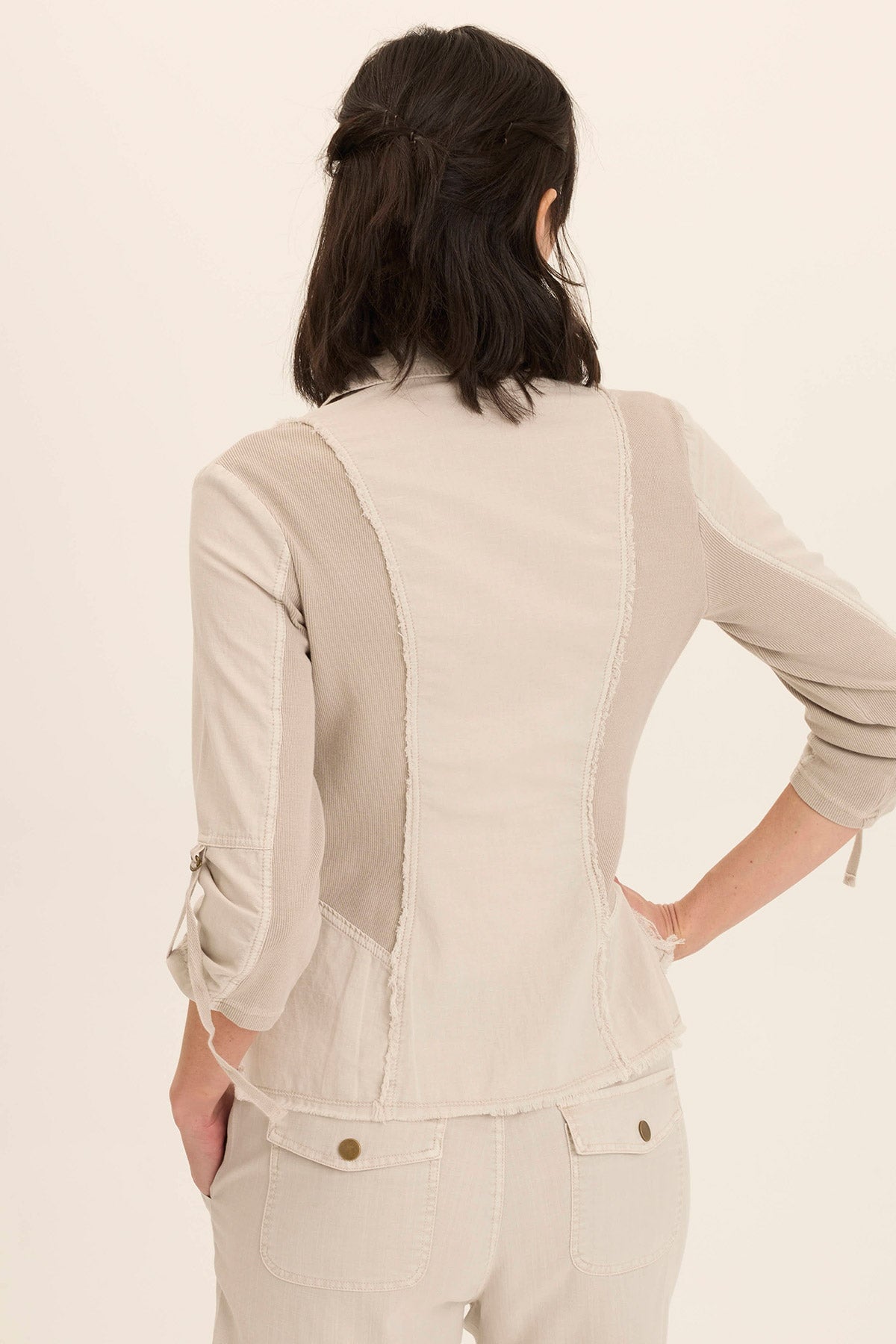 Wearables Linen Raphael Distressed Blazer Jacket Ripple Pigment - XCVI
