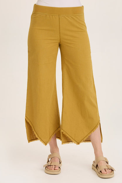 Wearables Astri Asymmetric Wide Leg Pant handkerchief hem crop in Cotton/Linen Radiance Pigment - XCVI