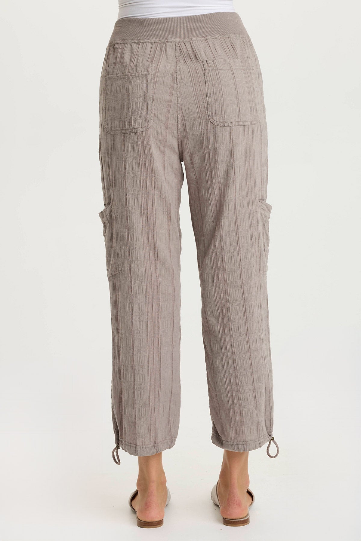 Ryle Textured Gauze Casual Crop Cargo Pant Poppy Seed - XCVI