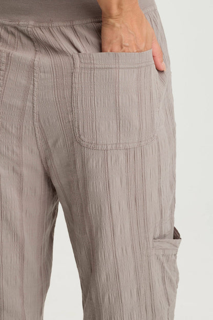 Ryle Textured Gauze Casual Crop Cargo Pant Poppy Seed - XCVI