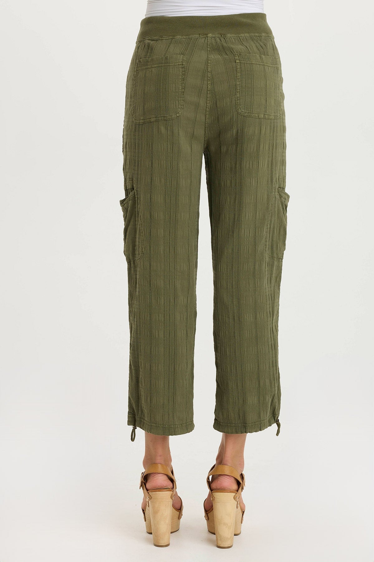 Ryle Textured Gauze Casual Crop Cargo Pant Cypress Pigment - XCVI