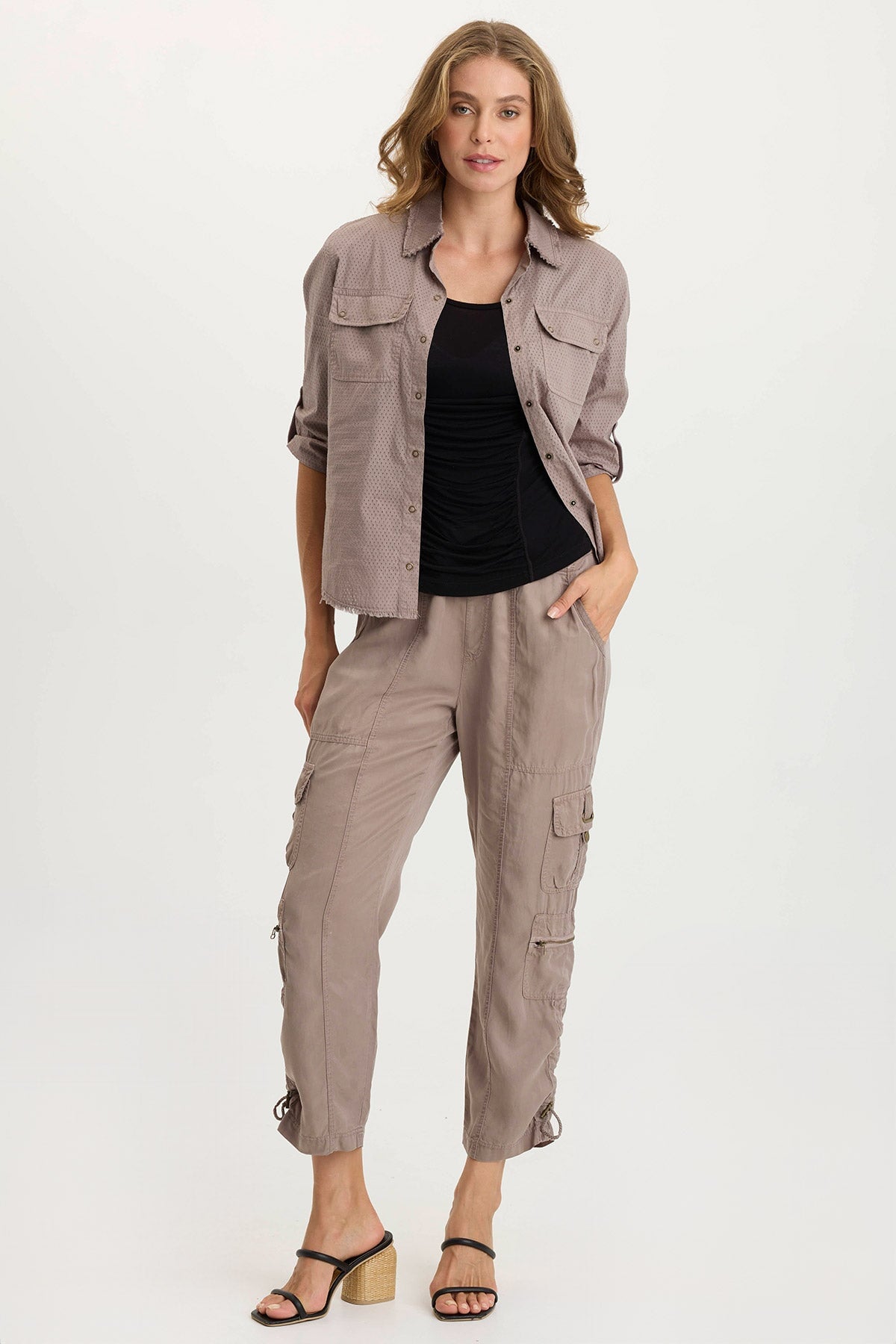 Selmy Twill Corded Cargo Crop Poppy Seed - XCVI