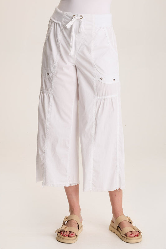 Seaver Poplin Wide Leg Crop Pant White - XCVI