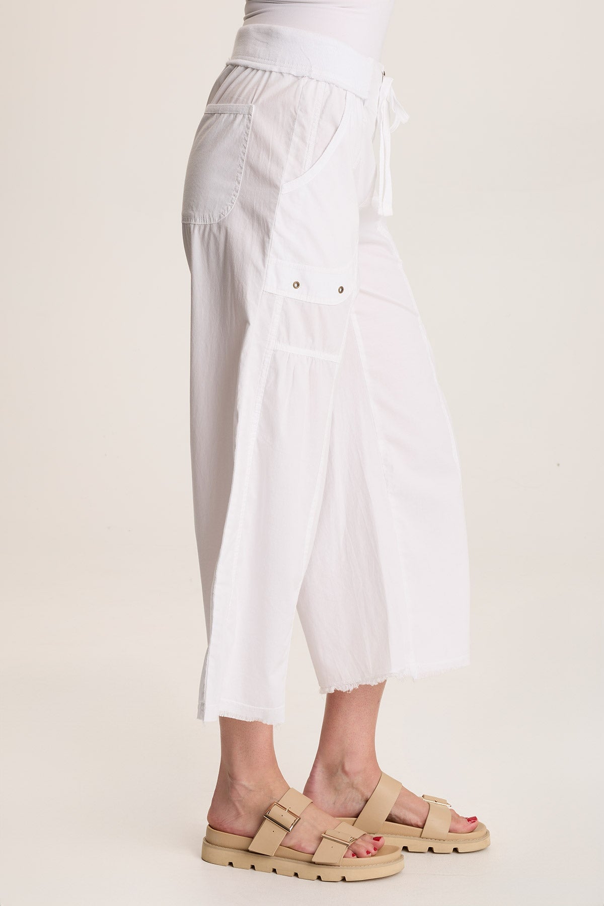 Seaver Poplin Wide Leg Crop Pant White - XCVI