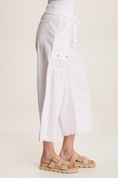 Seaver Poplin Wide Leg Crop Pant White - XCVI
