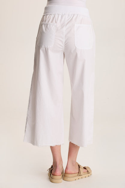 Seaver Poplin Wide Leg Crop Pant White - XCVI