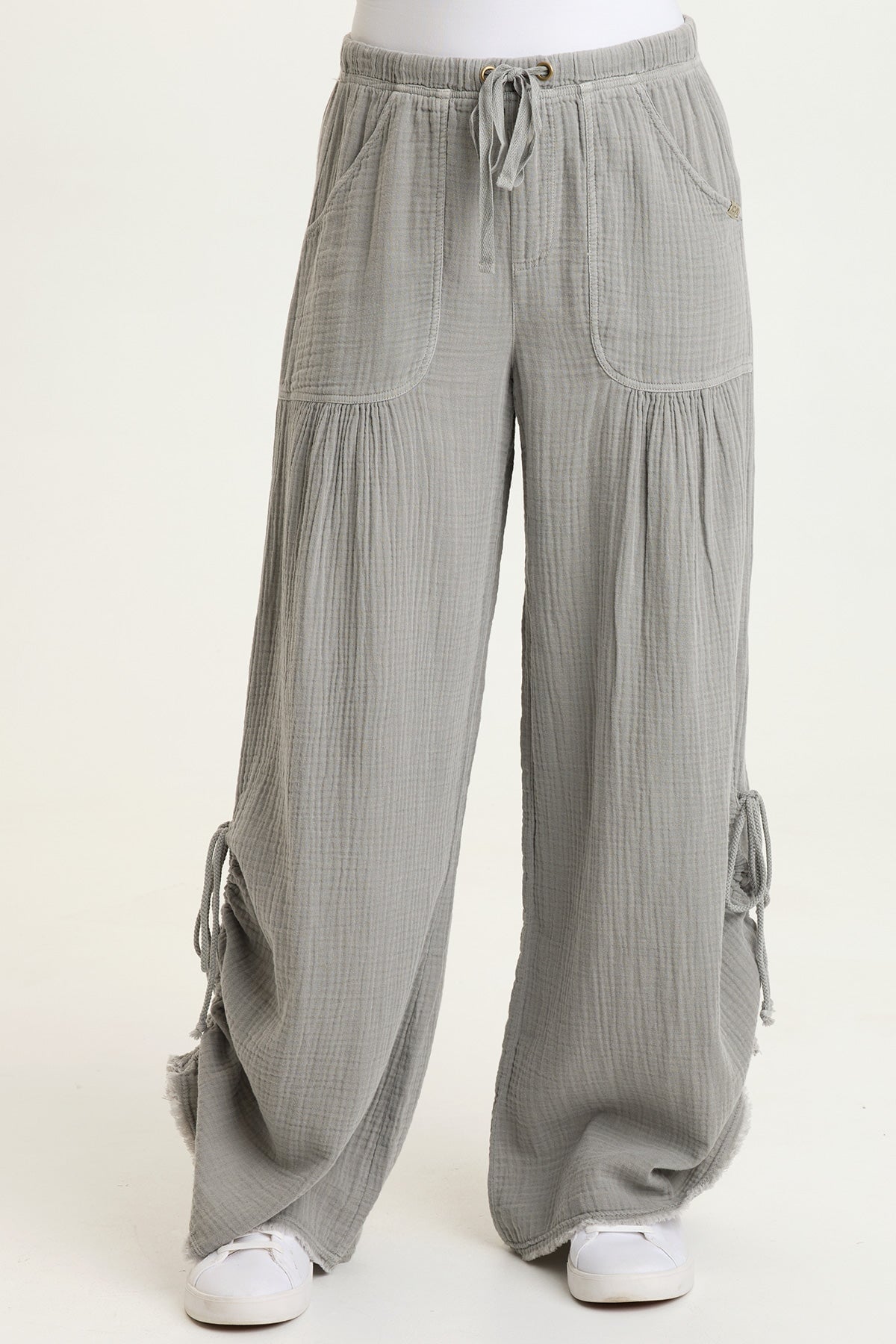 Muriel 100% Cotton Gauze Cincable Leg Pull-On Waist Wide-Leg Pant Masterpiece Pigment - XCVI