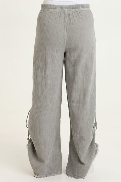 Muriel 100% Cotton Gauze Cincable Leg Pull-On Waist Wide-Leg Pant Masterpiece Pigment - XCVI