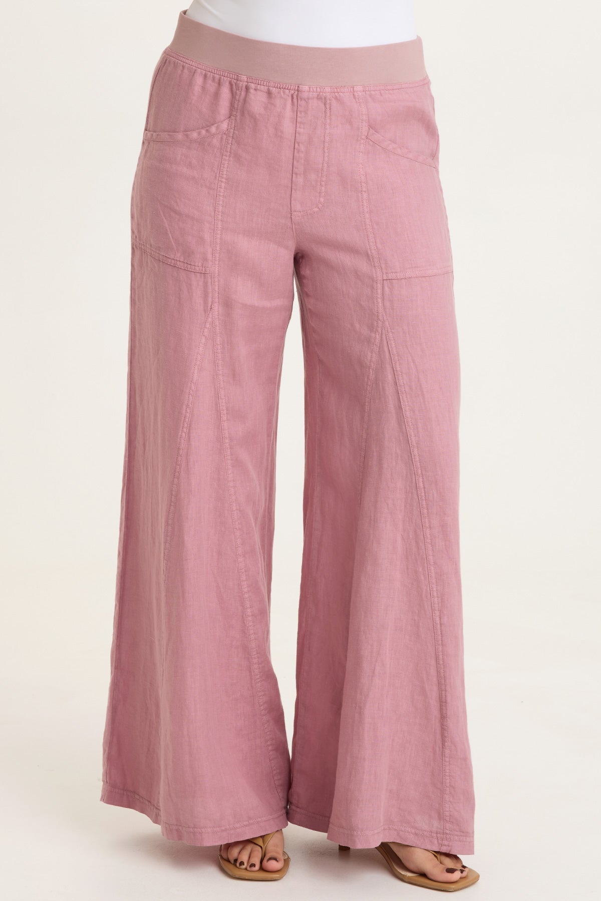 Elaine 100% Linen Godet Seam Pull-On Wide-Leg Pant Svelte - XCVI