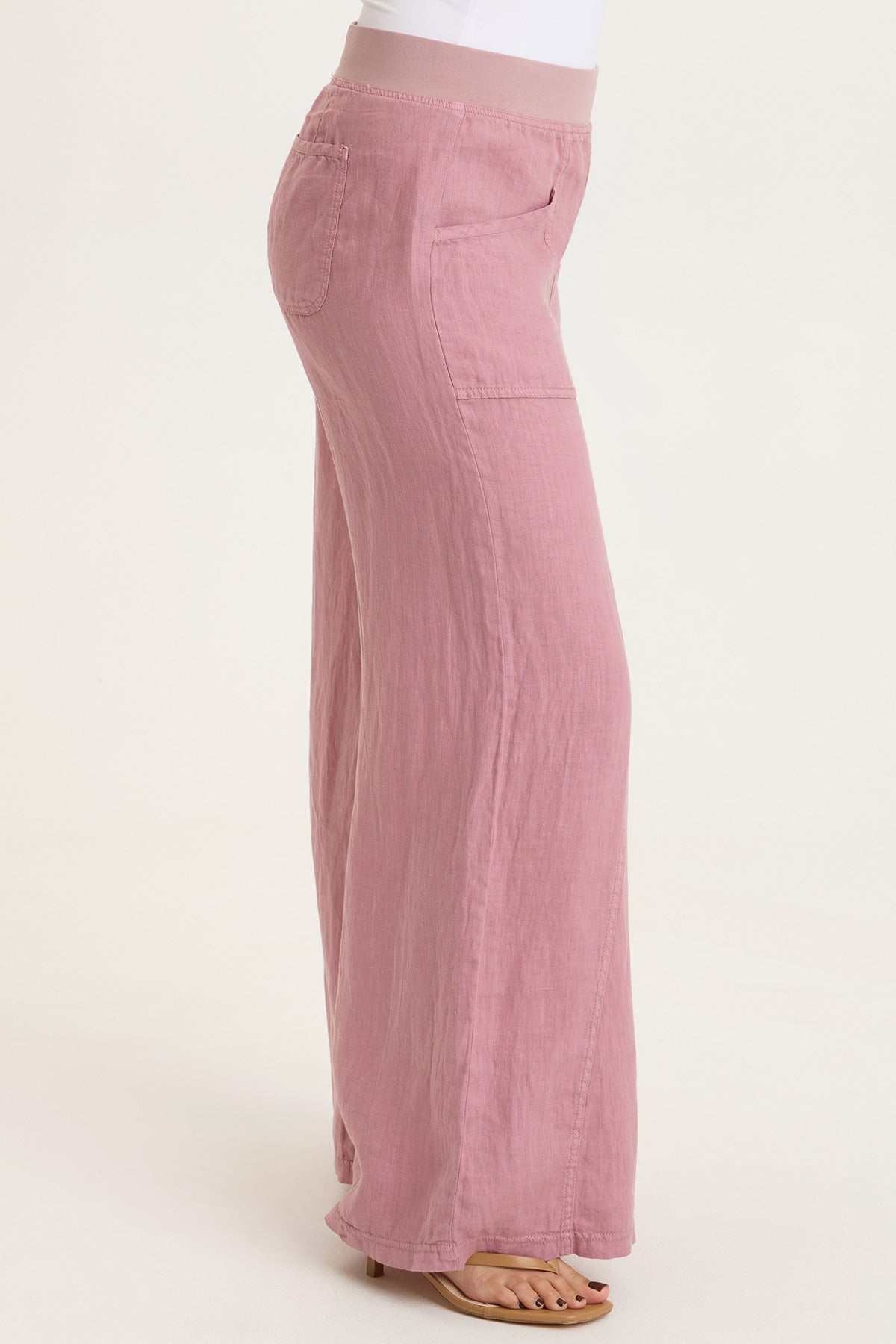 Elaine 100% Linen Godet Seam Pull-On Wide-Leg Pant Svelte - XCVI