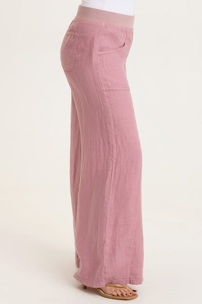 Elaine 100% Linen Godet Seam Pull-On Wide-Leg Pant Svelte - XCVI