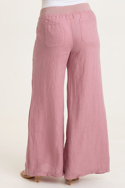Elaine 100% Linen Godet Seam Pull-On Wide-Leg Pant Svelte - XCVI