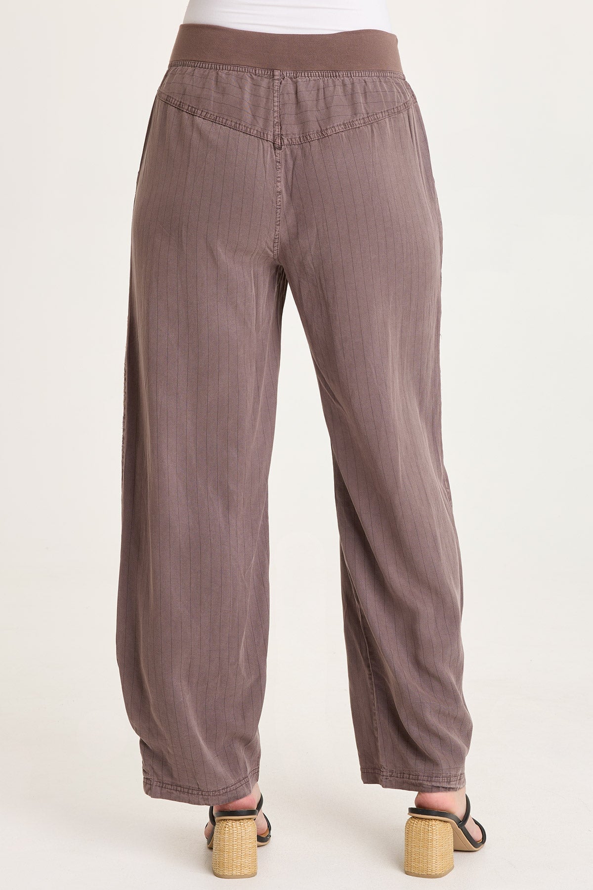 Carell Embroidered Pinstripe Twill Pleated Hem Full Leg Pant Virtuoso Pigment - XCVI