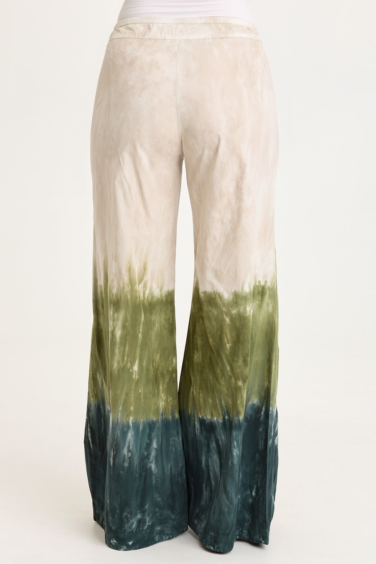 Werables Terraced Wide Leg Ruched Flare Drawstring Pant Tricolor Ombre Hawthorn - XCVI