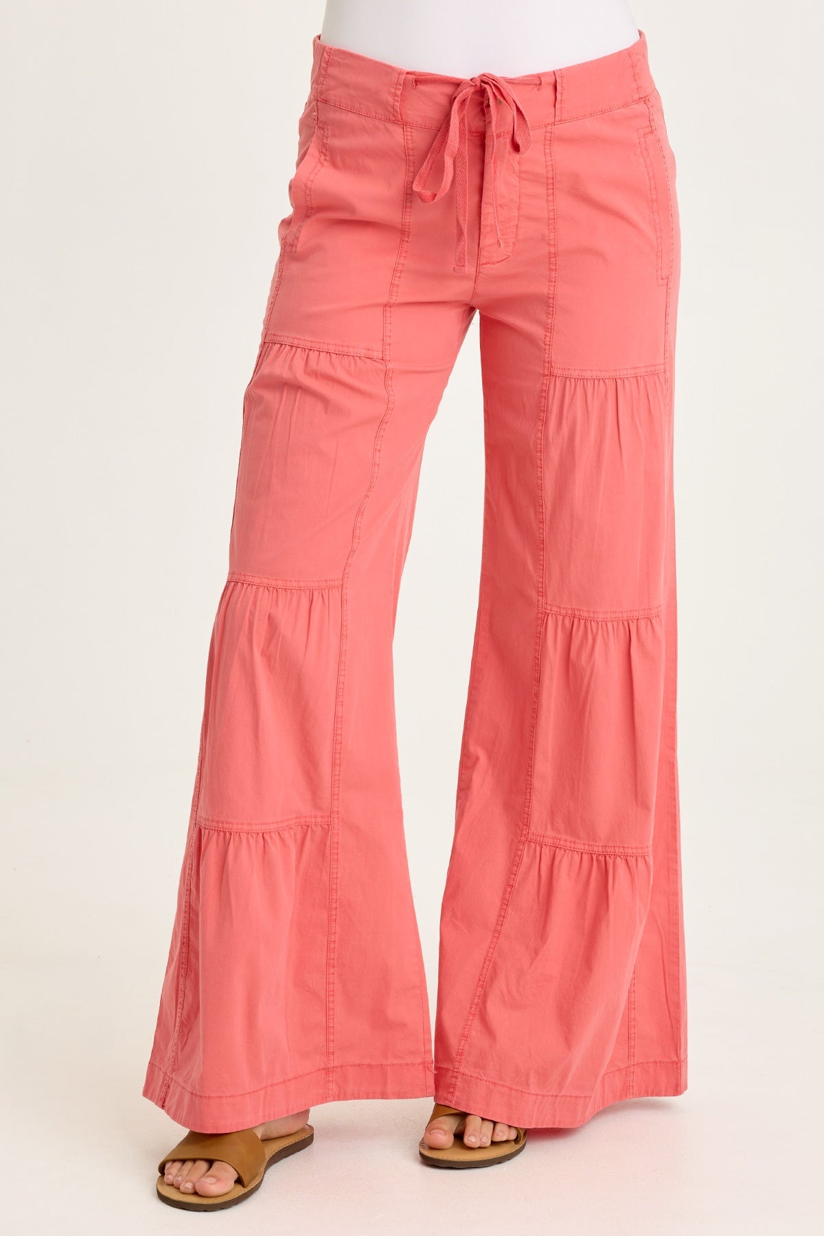 Werables Terraced Wide Leg Ruched Flare Drawstring Pant Retrograde Pigment - XCVI