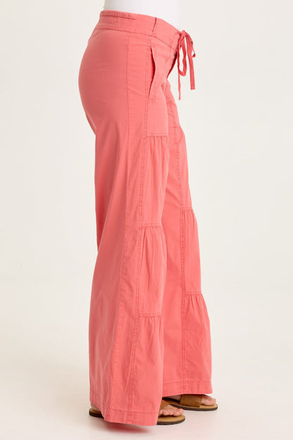 Werables Terraced Wide Leg Ruched Flare Drawstring Pant Retrograde Pigment - XCVI