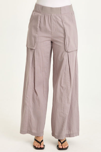 Wearables Charli Cotton Linen Inverted Box Pleats Pull-On Wide Leg Pants Poppy Seed - XCVI