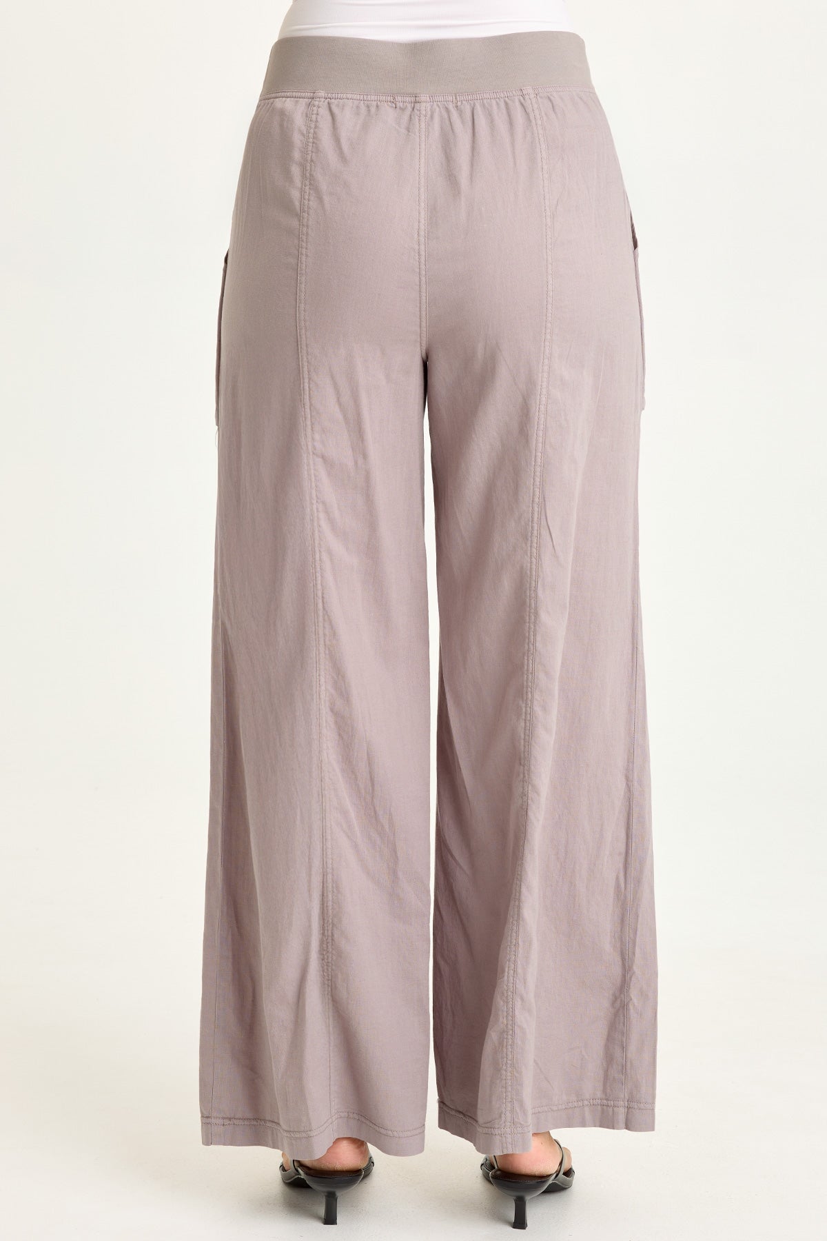Wearables Charli Cotton Linen Inverted Box Pleats Pull-On Wide Leg Pants Poppy Seed - XCVI