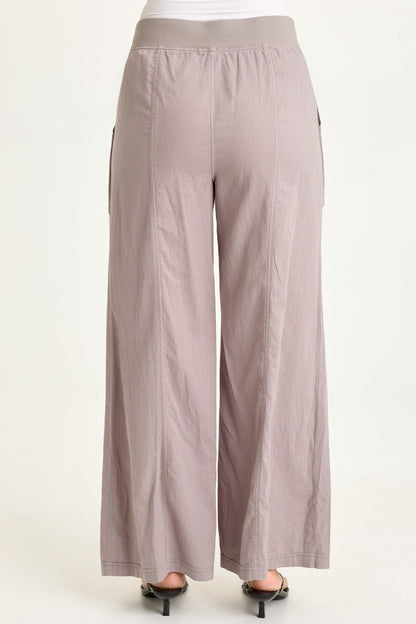 Wearables Charli Cotton Linen Inverted Box Pleats Pull-On Wide Leg Pants Poppy Seed - XCVI