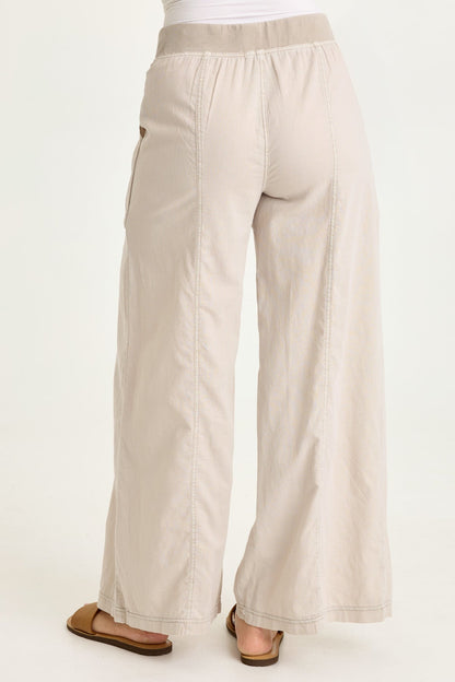 Wearables Charli Cotton Linen Inverted Box Pleats Pull-On Wide Leg Pants Clay Pot Pigment - XCVI