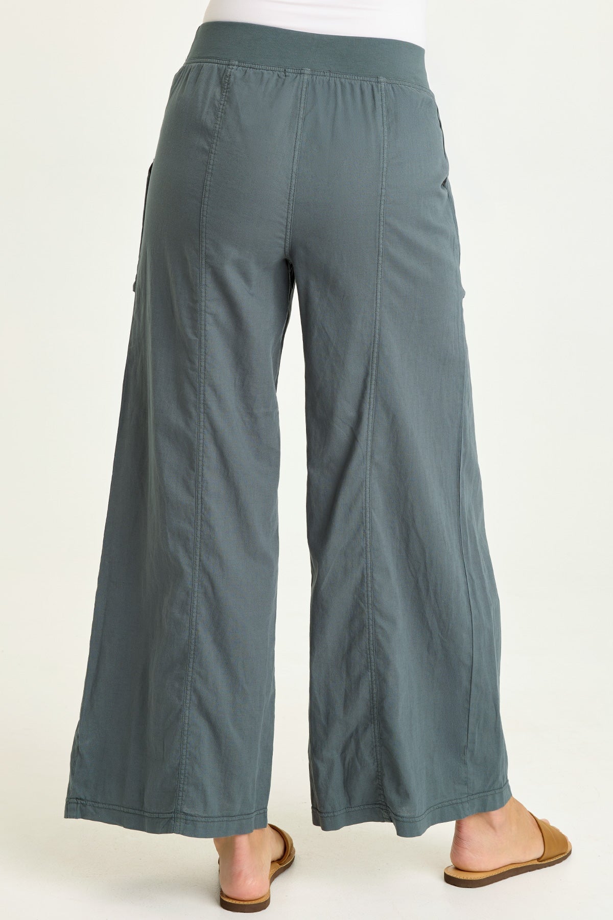 Wearables Charli Cotton Linen Inverted Box Pleats Pull-On Wide Leg Pants Hawthorn Leaf - XCVI