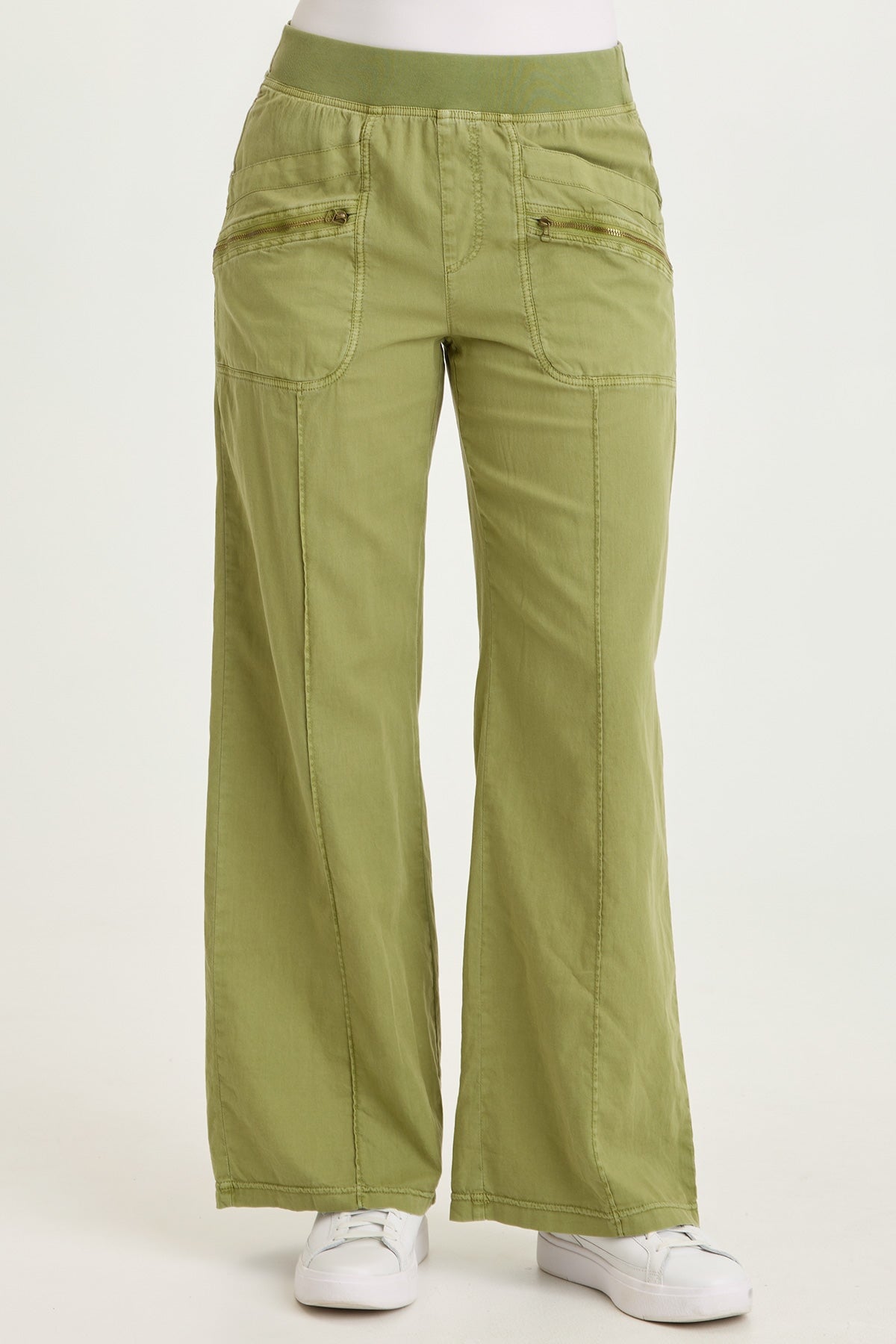 Wearables Torryn Cotton Linen Zipper Pockets Pull-On Pant Garnish Pigment - XCVI