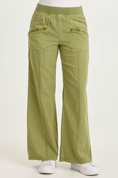 Wearables Torryn Cotton Linen Zipper Pockets Pull-On Pant Garnish Pigment - XCVI