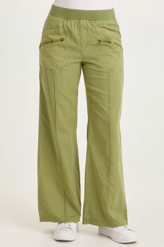 Wearables Torryn Cotton Linen Zipper Pockets Pull-On Pant Garnish Pigment - XCVI