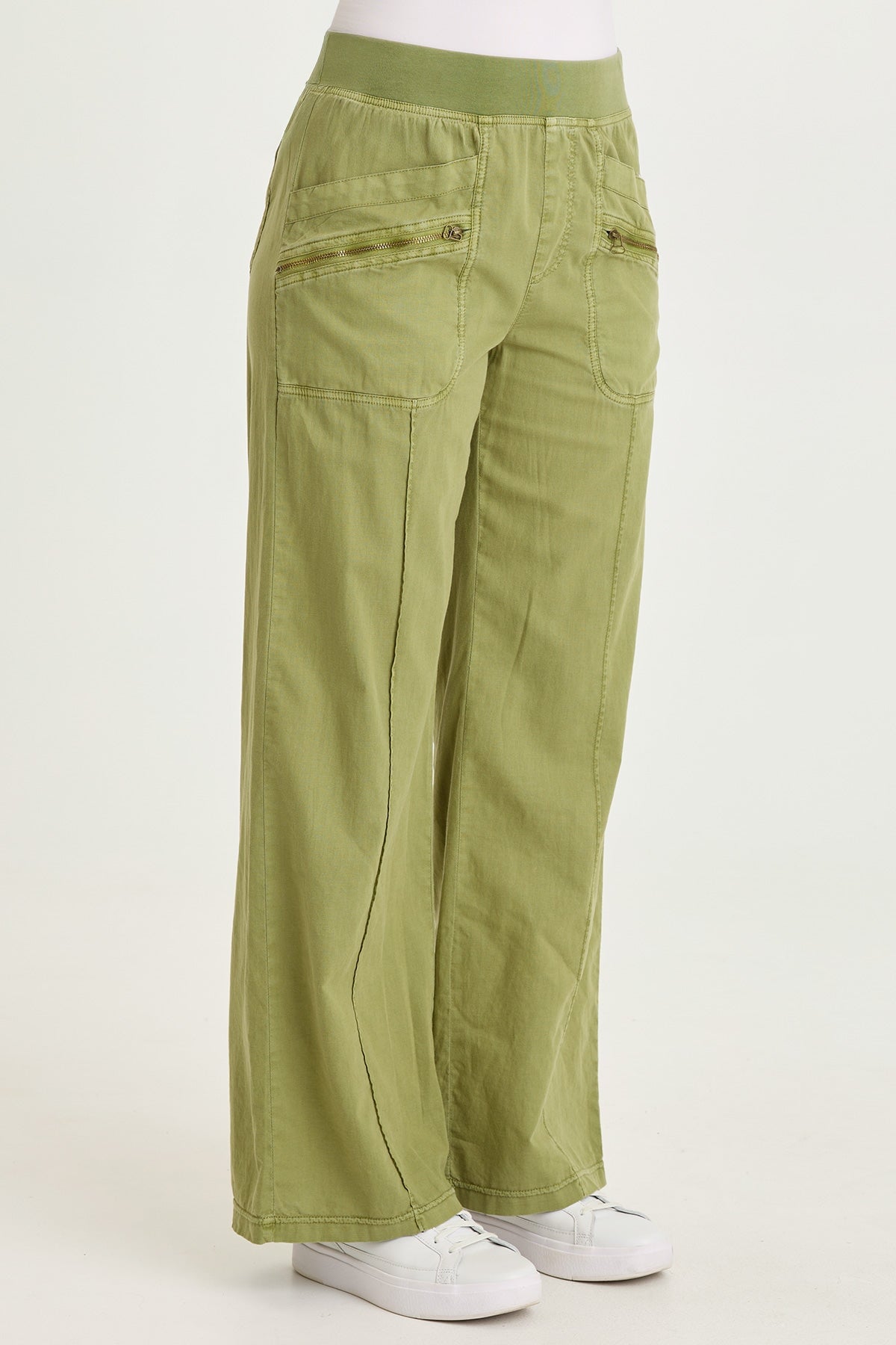 Wearables Torryn Cotton Linen Zipper Pockets Pull-On Pant Garnish Pigment - XCVI