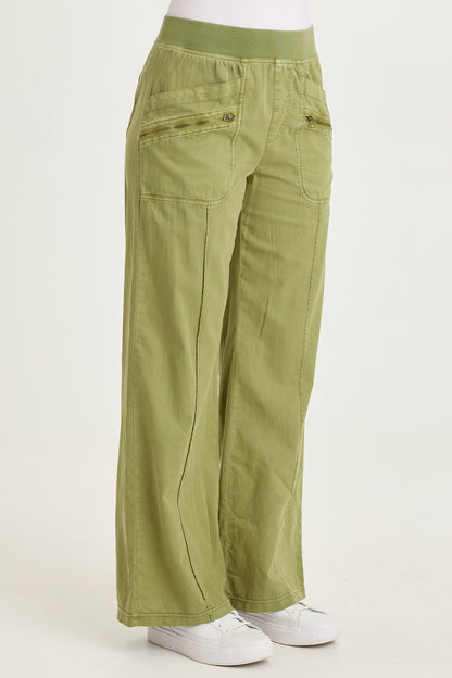 Wearables Torryn Cotton Linen Zipper Pockets Pull-On Pant Garnish Pigment - XCVI