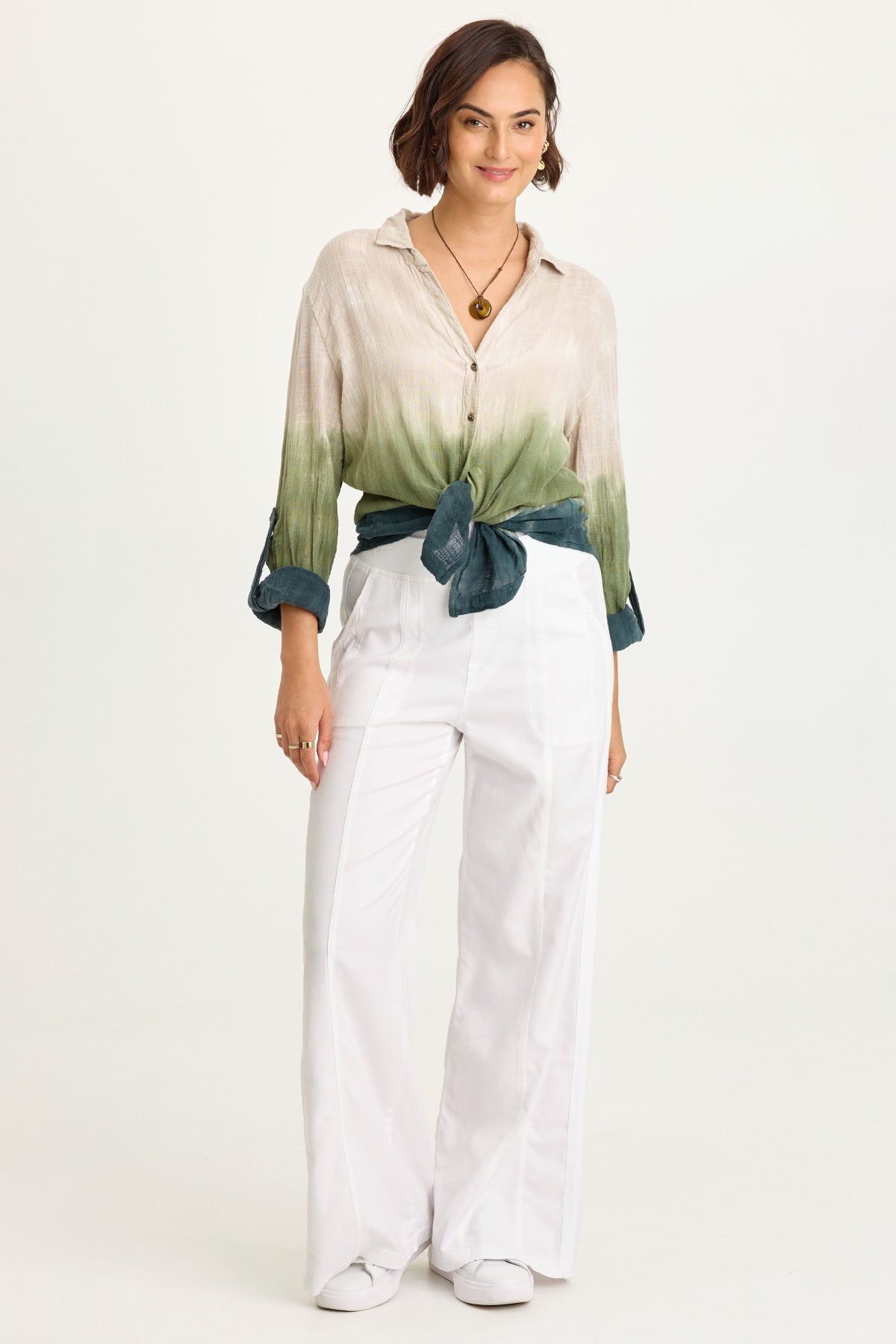 Wearables Geraldine Twill Double Seam Twill Tape Pull-On Pant White - XCVI