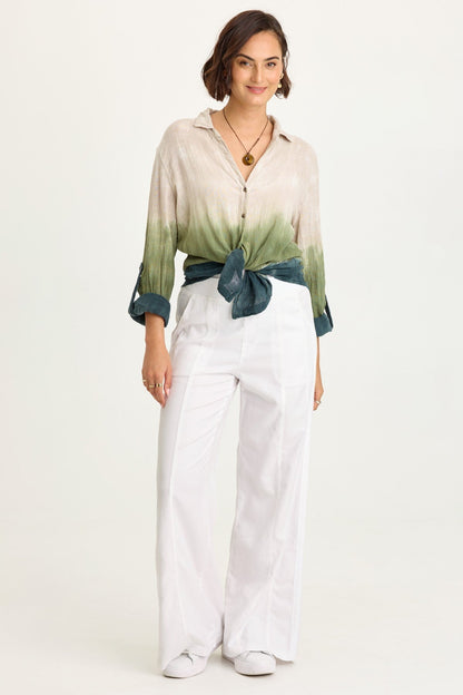 Wearables Geraldine Twill Double Seam Twill Tape Pull-On Pant White - XCVI