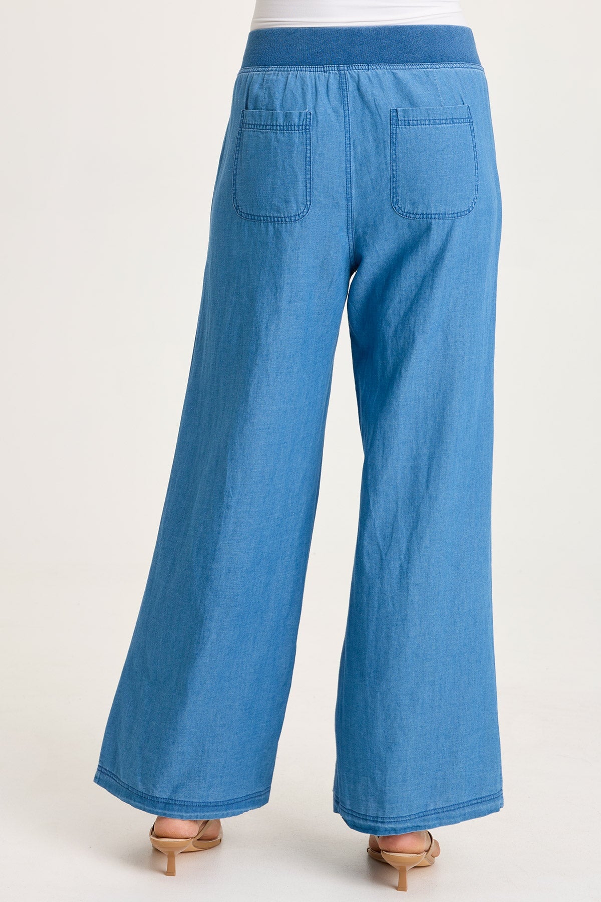 Jerona Printed Indigo Twill Double Pleated Wide-Leg Pant Etiolate Wash - XCVI