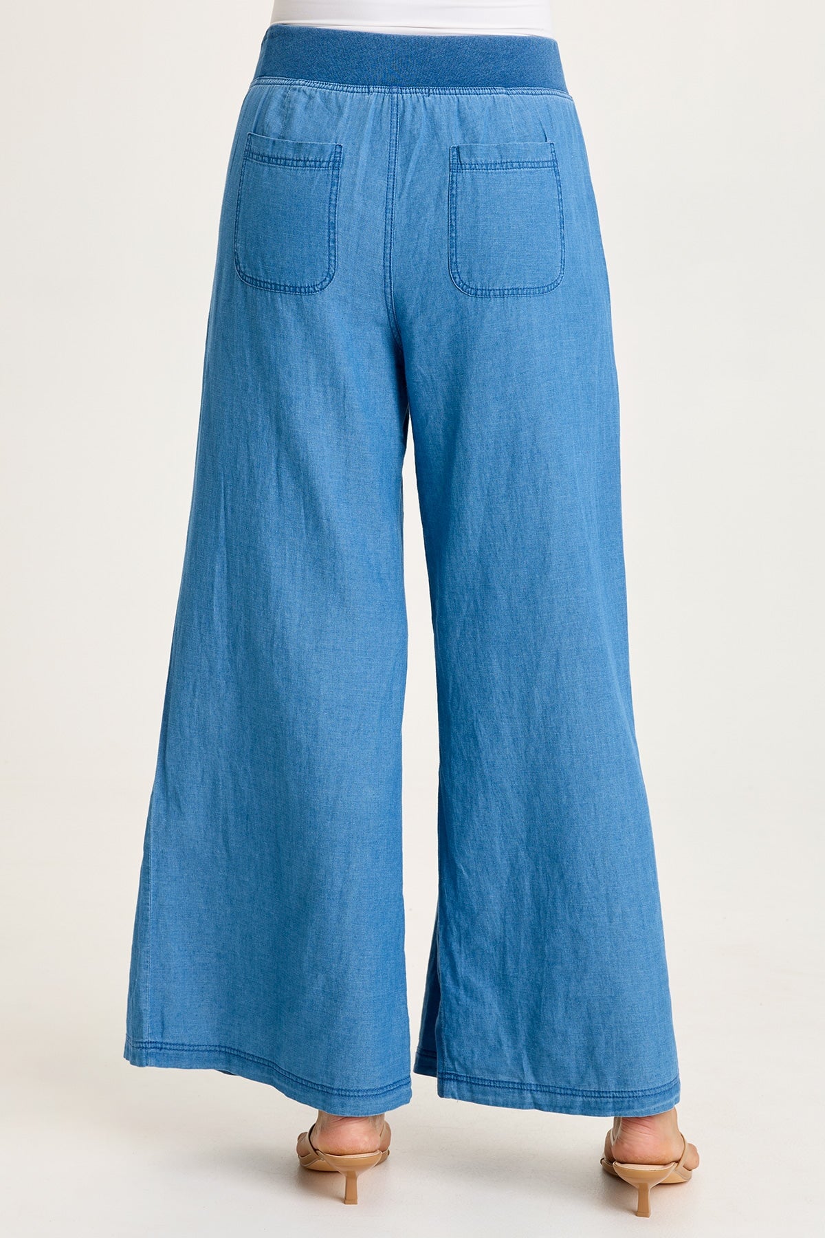 Jerona Indigo Twill Double Pleated Wide-Leg Pant Etiolate Wash - XCVI