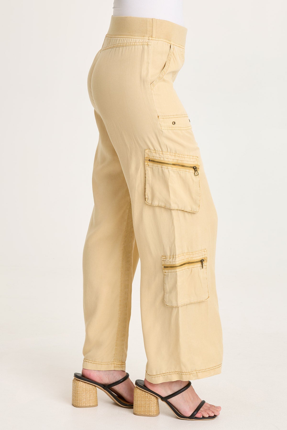 Britte Tencel Twill Multi-Pocket Cargo Pull-On Pant Raffia Pigment - XCVI