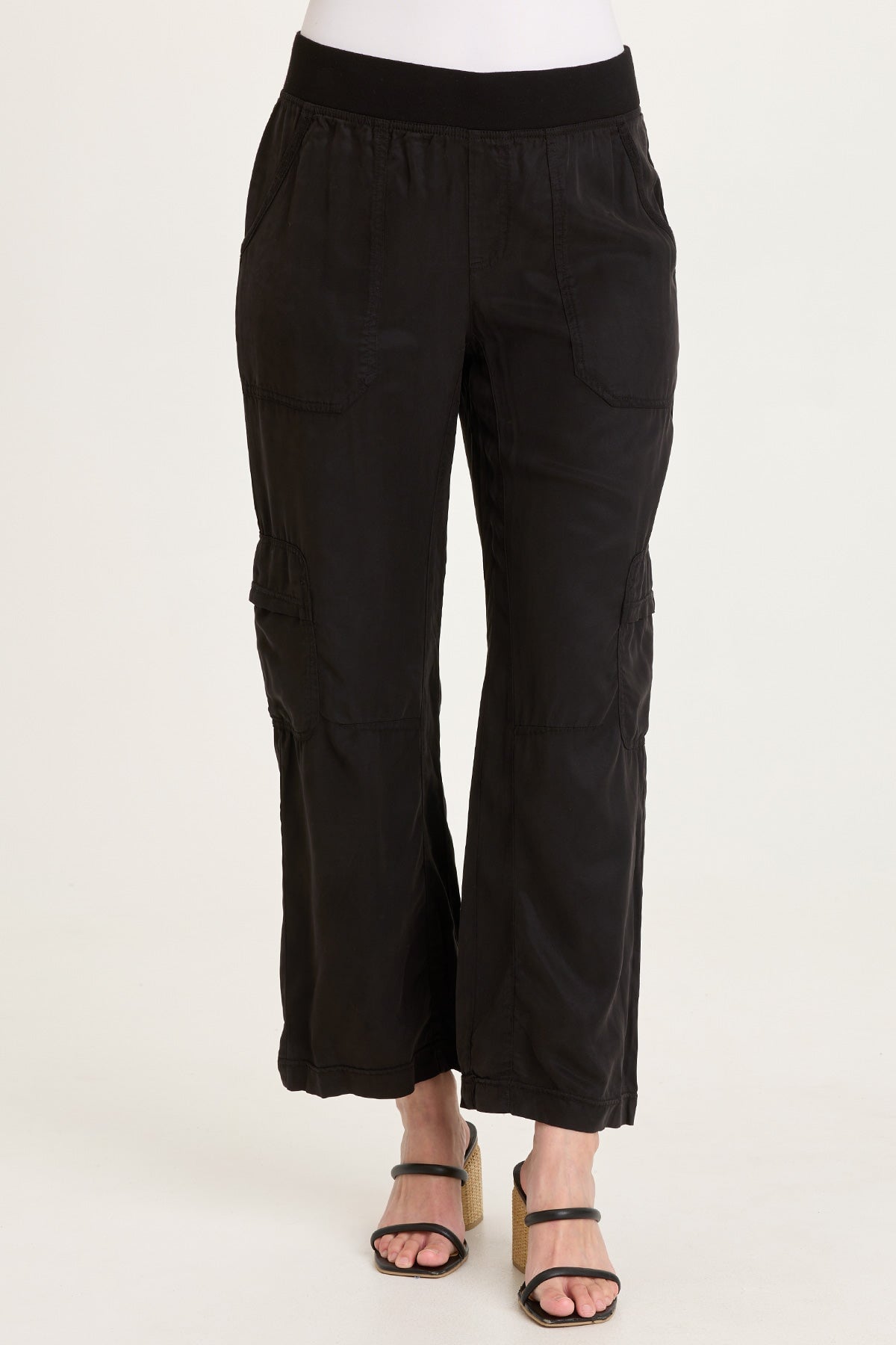 Taran Tencel Twill Straight Leg Cargo Pull-On Pant Black - XCVI