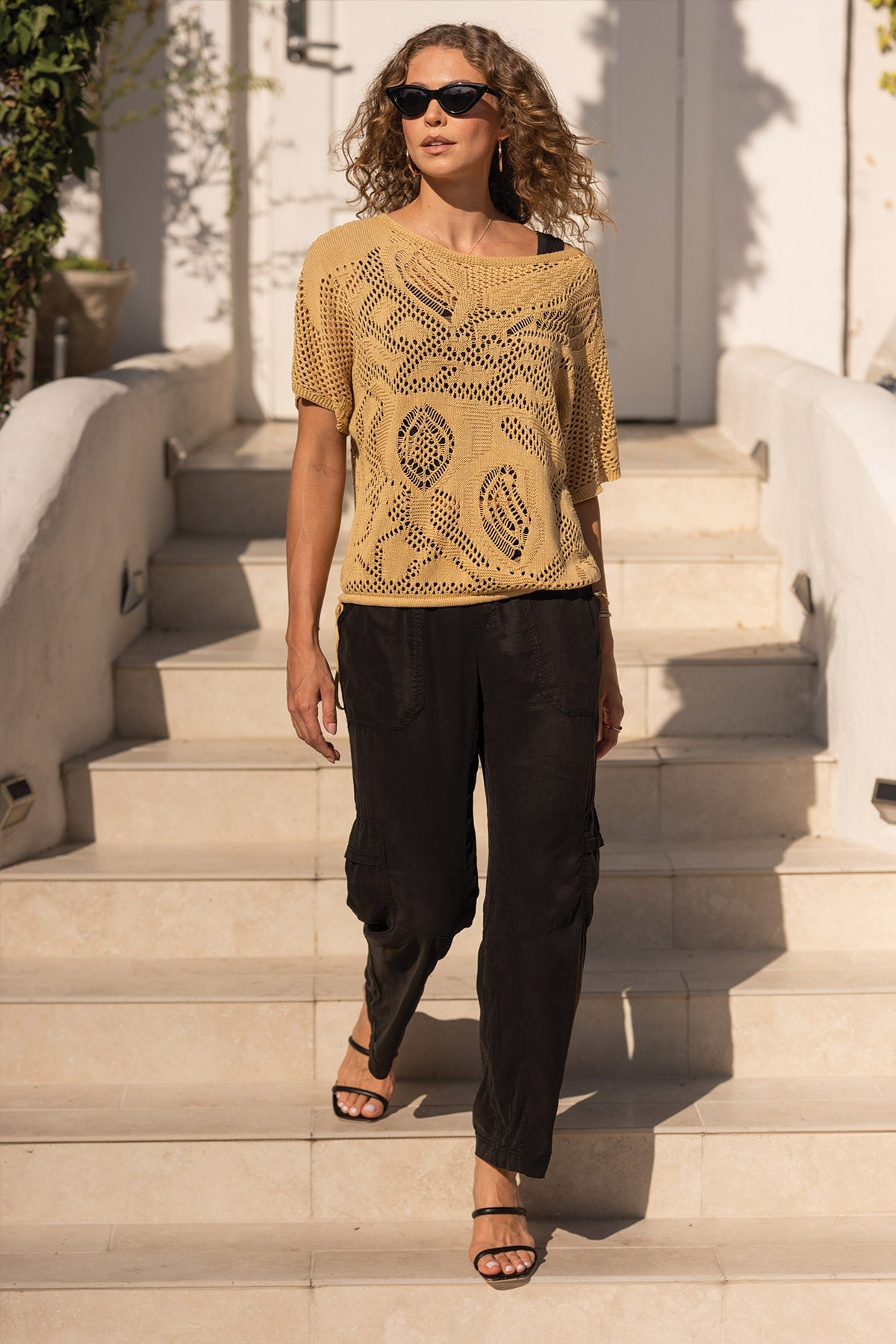 Taran Tencel Twill Straight Leg Cargo Pull-On Pant Black - XCVI