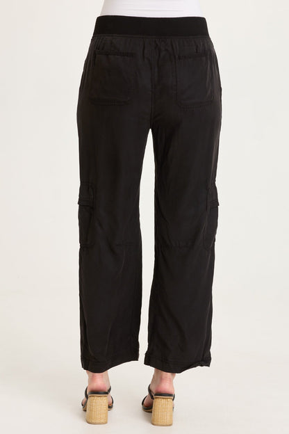 Taran Tencel Twill Straight Leg Cargo Pull-On Pant Black - XCVI