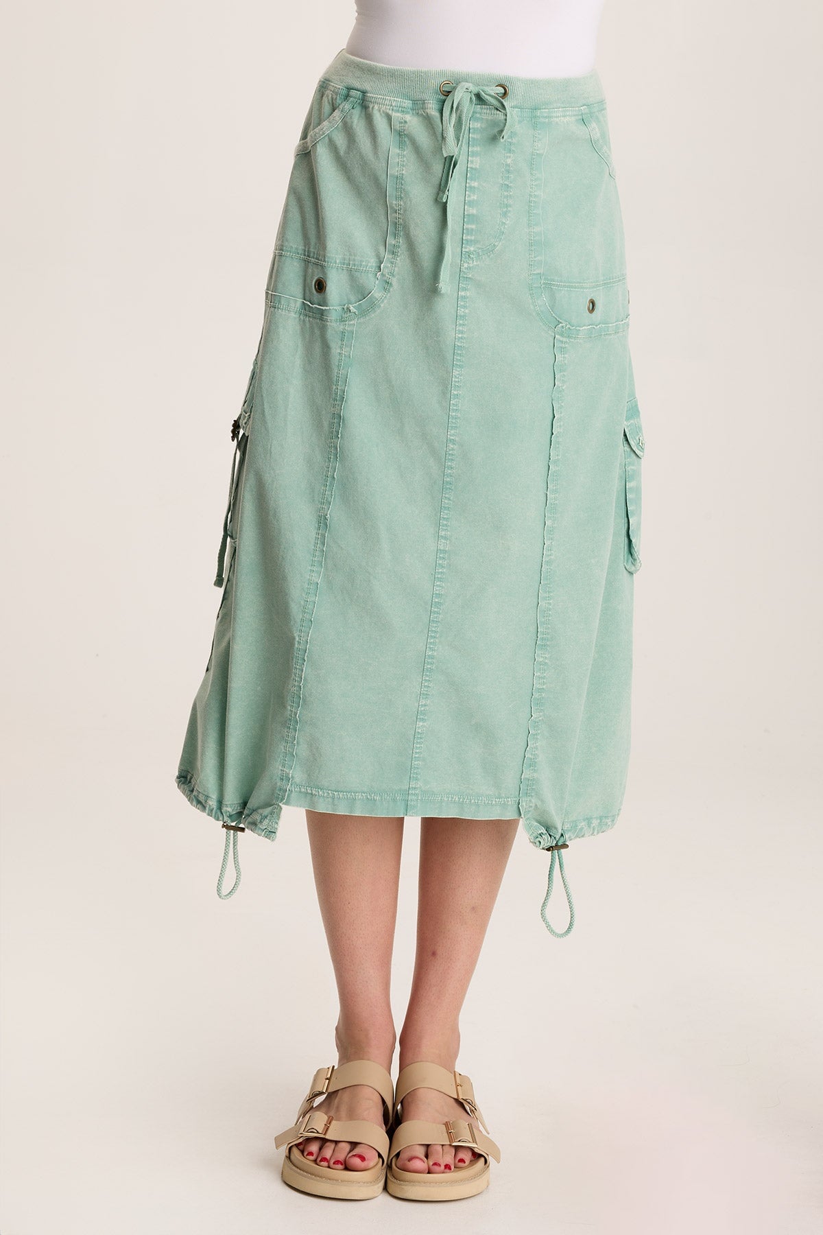 Castalina Poplin Cargo Midi Skirt Distress Wash Feldspar - XCVI