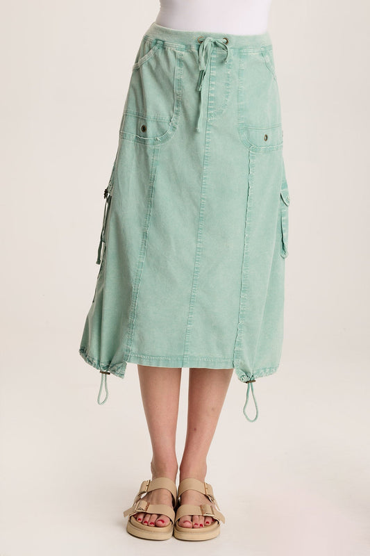 Castalina Poplin Cargo Midi Skirt Distress Wash Feldspar - XCVI