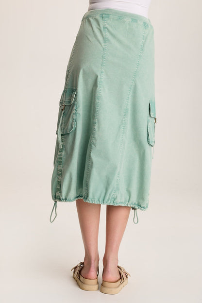 Castalina Poplin Cargo Midi Skirt Distress Wash Feldspar - XCVI