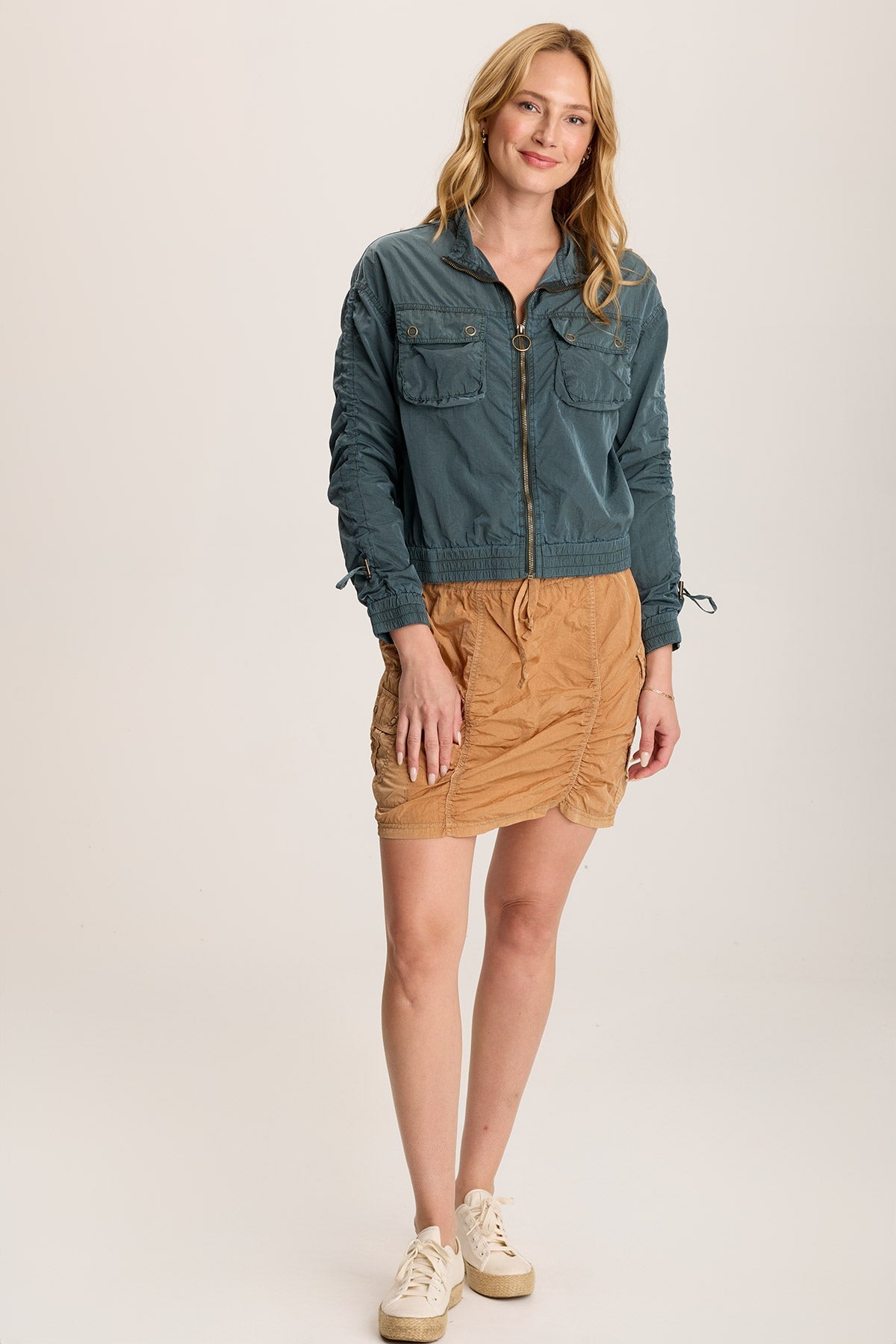 Marley Ruched Sporty Cargo Mini Skirt Fireclay Pigment - XCVI