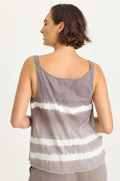 Wearables Shawnie Flowy Linen Pintuck Tank Caravel Wash Neutral - XCVI