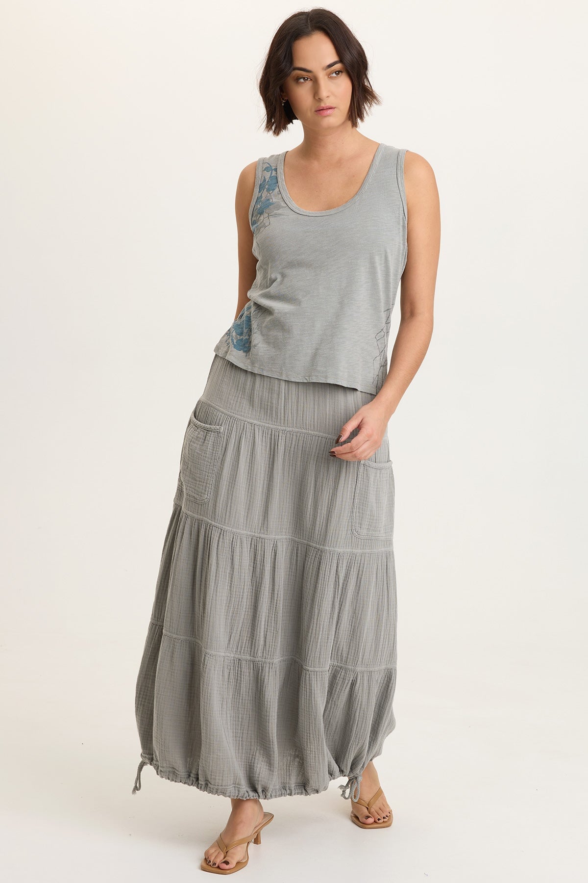 Printed Etano Cotton Modal Jersey Scoop Neck Bra-Friendly Tank Masterpiece Pigment - XCVI
