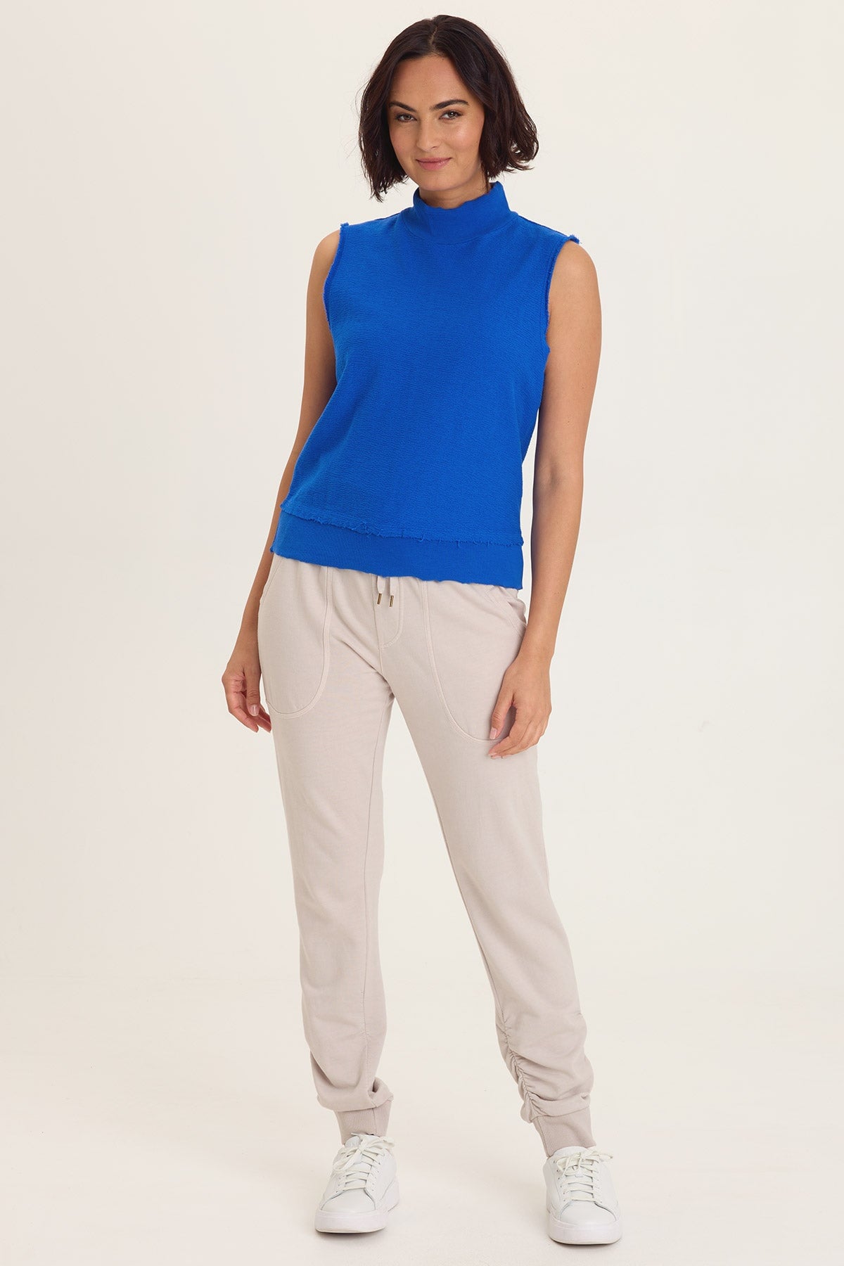 Isolde Mock Neck Tank - Crepe Knit Sleeveless Top | Wearables by XCVI Honorable Blue - XCVI