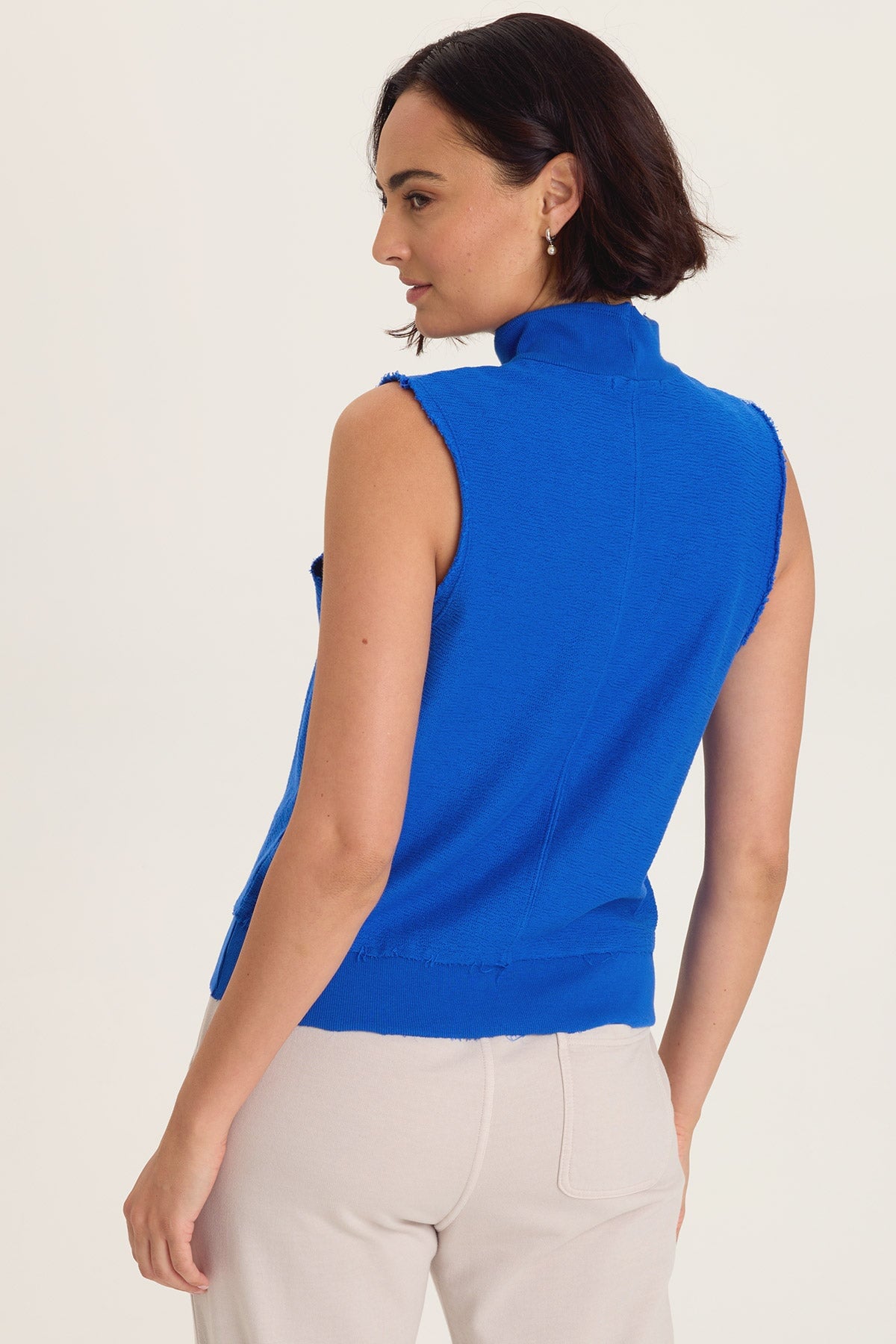 Isolde Mock Neck Tank - Crepe Knit Sleeveless Top | Wearables by XCVI Honorable Blue - XCVI
