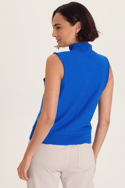 Isolde Mock Neck Tank - Crepe Knit Sleeveless Top | Wearables by XCVI Honorable Blue - XCVI