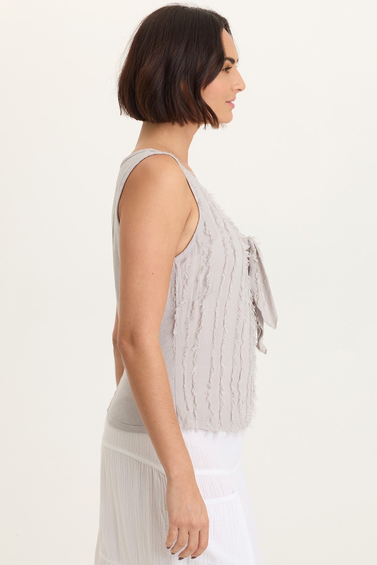 Brisa Stripe Voile Faux Tie-Front V-Neck Tank Masterpiece Pigment - XCVI