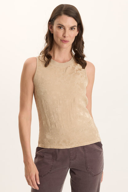 Mahala Textured Satin Crew Neck Tank Top Park Avenue - XCVI